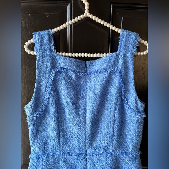 Ann Taylor Blue Tweed Sleeveless Dress Size 6 - Picture 7 of 9